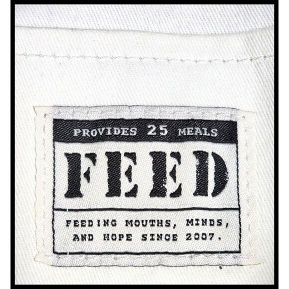 FEED Projects Tote Bag Mint Green Corduroy Black Leather Straps 25 Meals - Picture 6 of 7